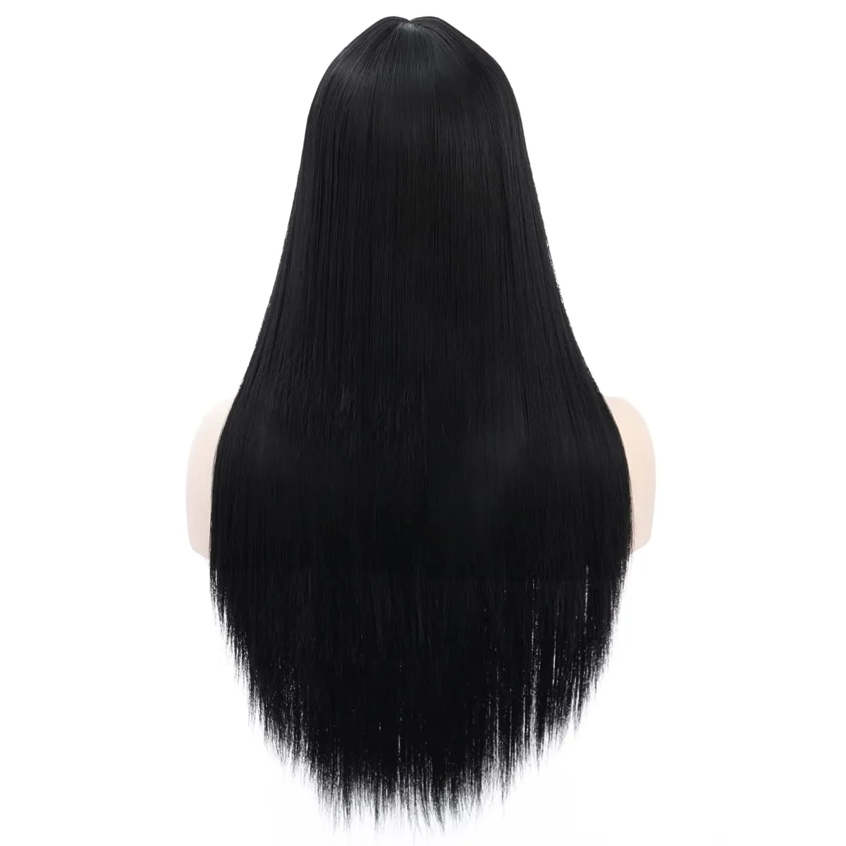 MAGQOO Black Wig with Bang Long Straight Black Wigs for Women Girls Heat Resistant Hight Density Synthetic Wigs (Black)