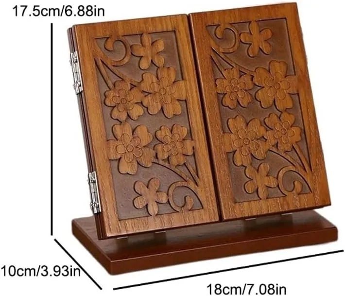 Make Up Mirror Desktop Makeup Mirror Carved Foldable Three-Way Mirror Practical Retro Makeup Mirror Table Bedroom Dressing Mirror Mirror for Desk(A)