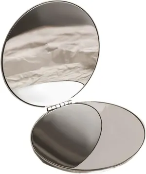 Makeup Mirror Small Round Mirror Portable Makeup Mirror Portable Folding Mini Handheld Desktop Vertical Makeup Mirror Vanity Mirror(B)