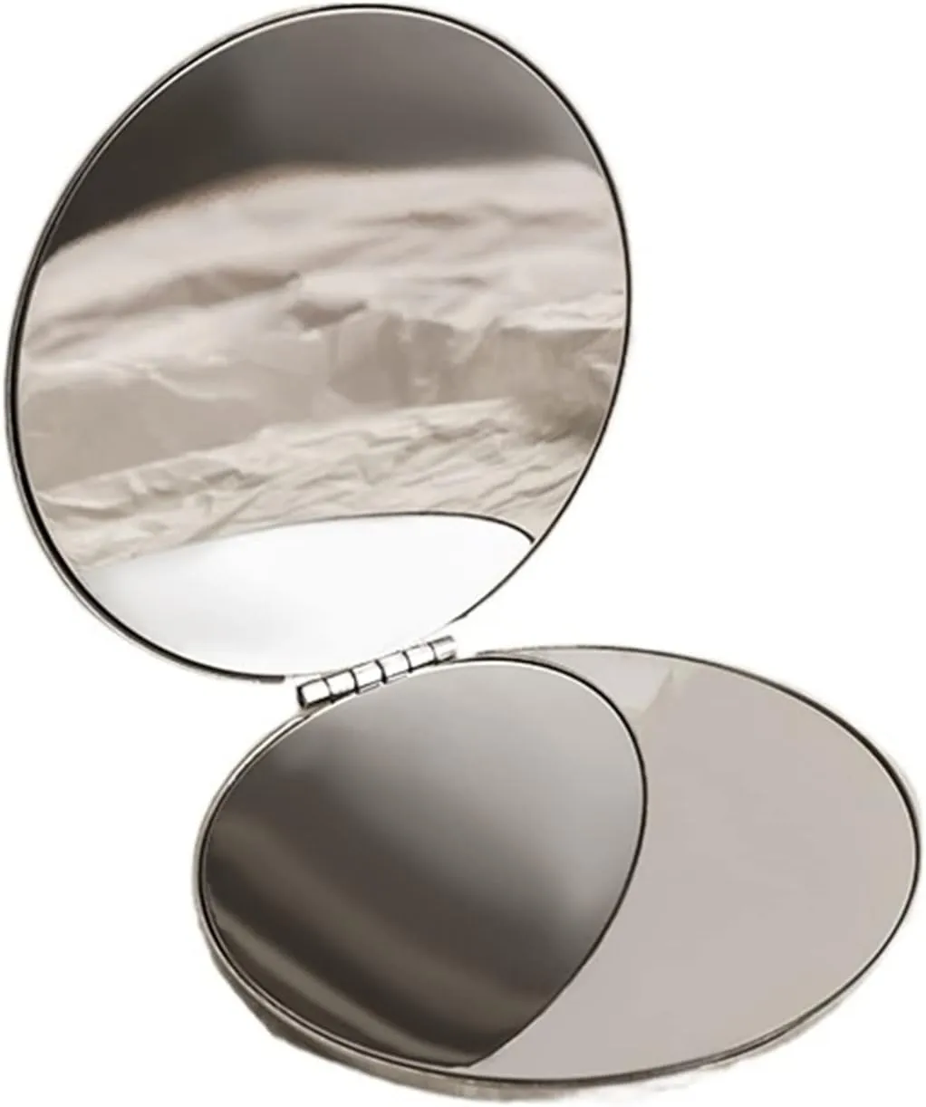 Makeup Mirror Small Round Mirror Portable Makeup Mirror Portable Folding Mini Handheld Desktop Vertical Makeup Mirror Vanity Mirror(B)
