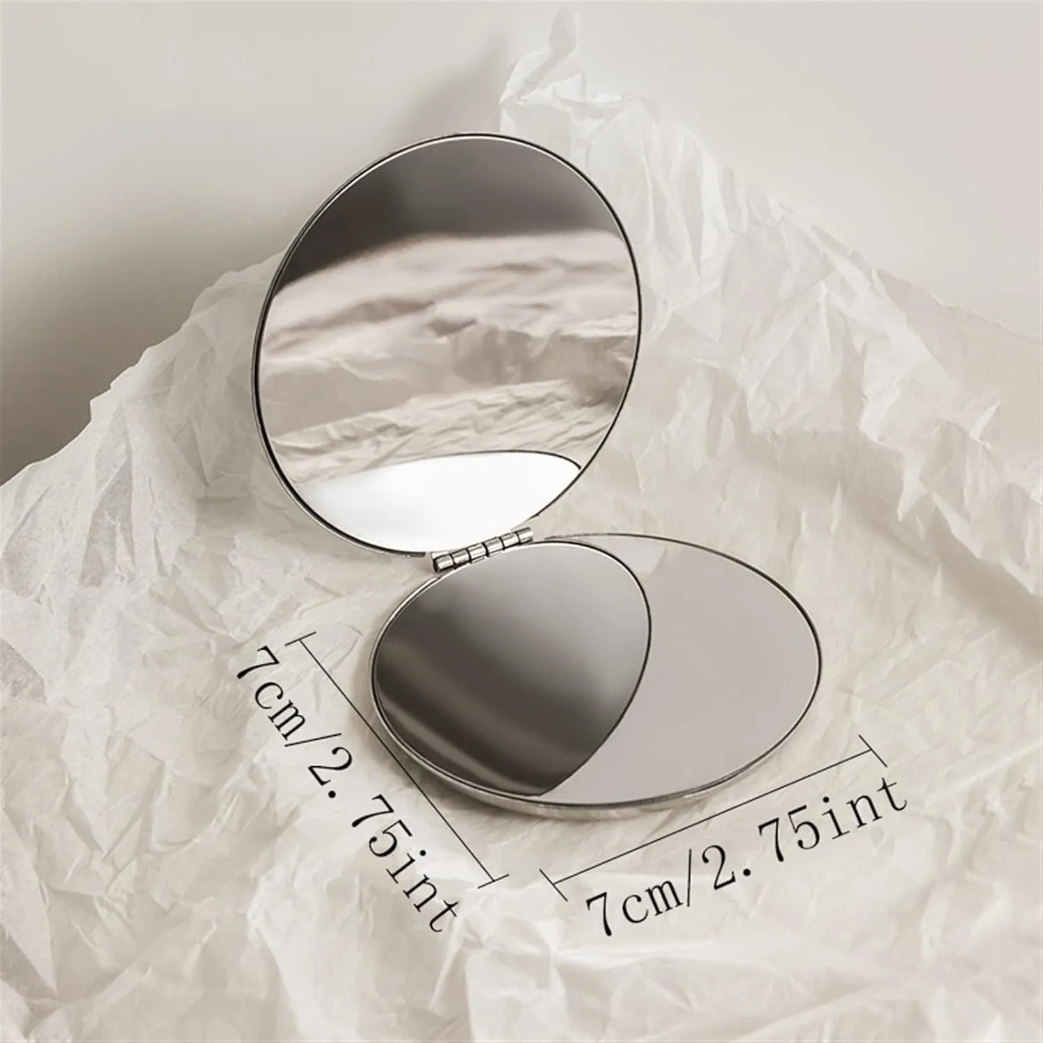 Makeup Mirror Small Round Mirror Portable Makeup Mirror Portable Folding Mini Handheld Desktop Vertical Makeup Mirror Vanity Mirror(B)