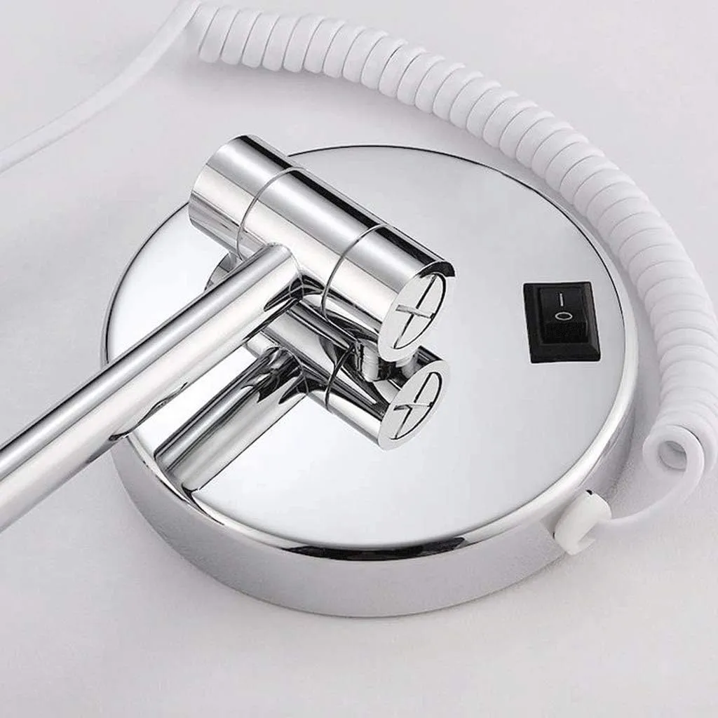 Makeup Mirror Vanity Mirror LED Illuminated Wall Mounted Bathroom 5X Magnification Double-Sided 360° Swivel Extendable Cosmetic Mirror(E)