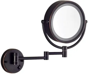 Makeup Mirror Vanity Mirror LED Illuminated Wall Mounted Bathroom 5X Magnification Double-Sided 360° Swivel Extendable Cosmetic Mirror(E)