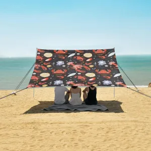 Marine Lobsters Shells Beach Camping Tent Sun Shelter for Whole Family, Beach Shade Canopy with UPF50  UV Protection,Easy Set Up and Carry,Outdoor Shade for Trips, Fishing, Backyard Fun Picnics