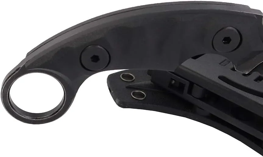 MASALONG Outdoor Survival claw Tactical teeth Knife Double edged sharp Fixed Blade Knife With Sheath (5CR Black Stone wash Black handle)