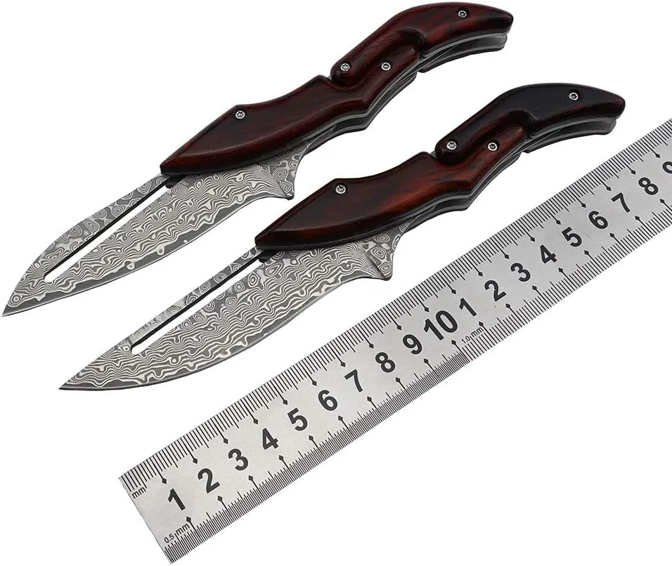 MASALONG Residual Wings KNI191 Damascus folding collection knife (Round back)