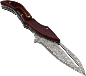 MASALONG Residual Wings KNI191 Damascus folding collection knife (Round back)