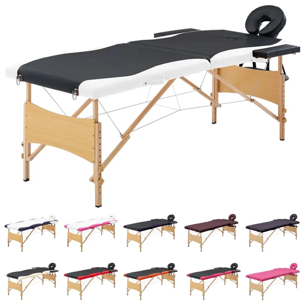Massage Table Foldable Massage Bed Salon Therapy Table 2 Zones Wood