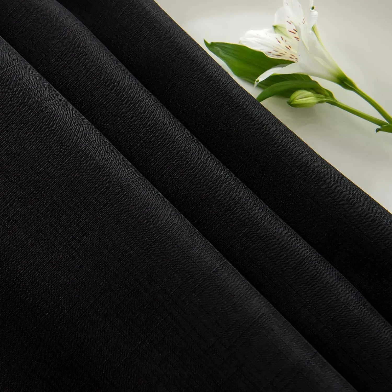 maxmill Square Tablecloth Slubby Texture Stain Resistant Waterproof Wrinkle Resistant Soft Table Cloth, Decorative Fabric Table Cover for Dining Room Dinner and Parties, 52 x 52 Inch, Black