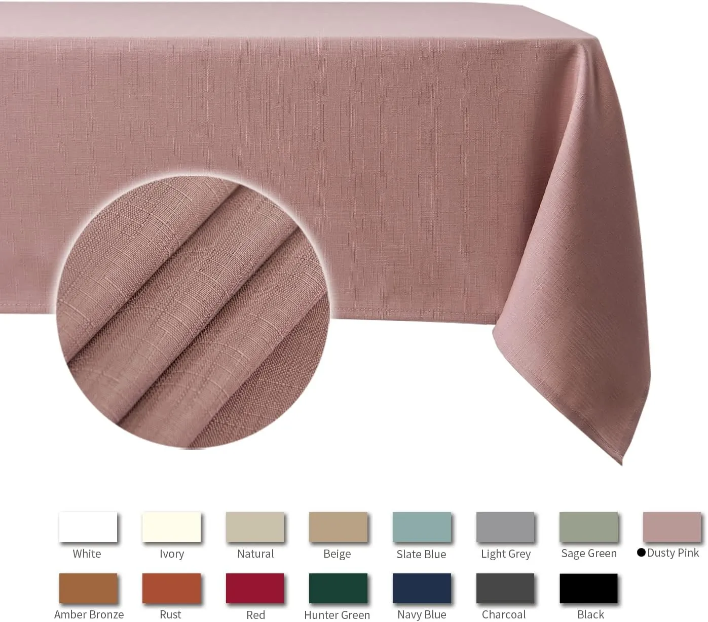 maxmill Square Tablecloth Slubby Texture Stain Resistant Waterproof Wrinkle Resistant Washable Soft Table Cloth, Decorative Fabric Table Cover for Dining Room Dinner Party, 52 x 52 Inch, Dusty Pink