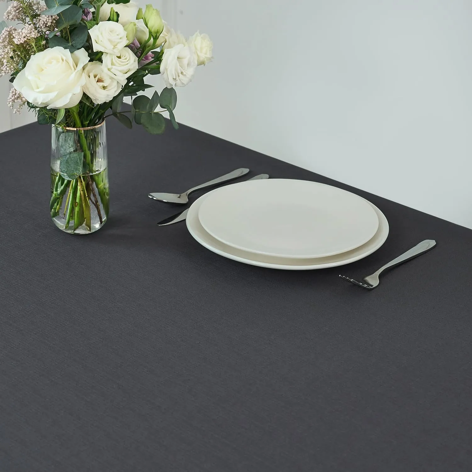 maxmill Square Tablecloth Slubby Texture Stain Resistant Waterproof Wrinkle Resistant Washable Table Cloth, Decorative Fabric Table Cover for Dining Room Dinner, Parties, 52 x 52 Inch, Charcoal