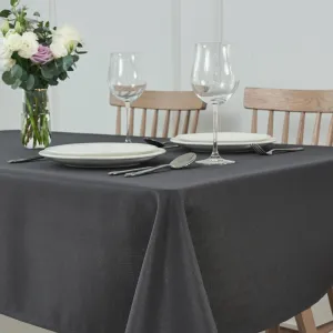 maxmill Square Tablecloth Slubby Texture Stain Resistant Waterproof Wrinkle Resistant Washable Table Cloth, Decorative Fabric Table Cover for Dining Room Dinner, Parties, 52 x 52 Inch, Charcoal