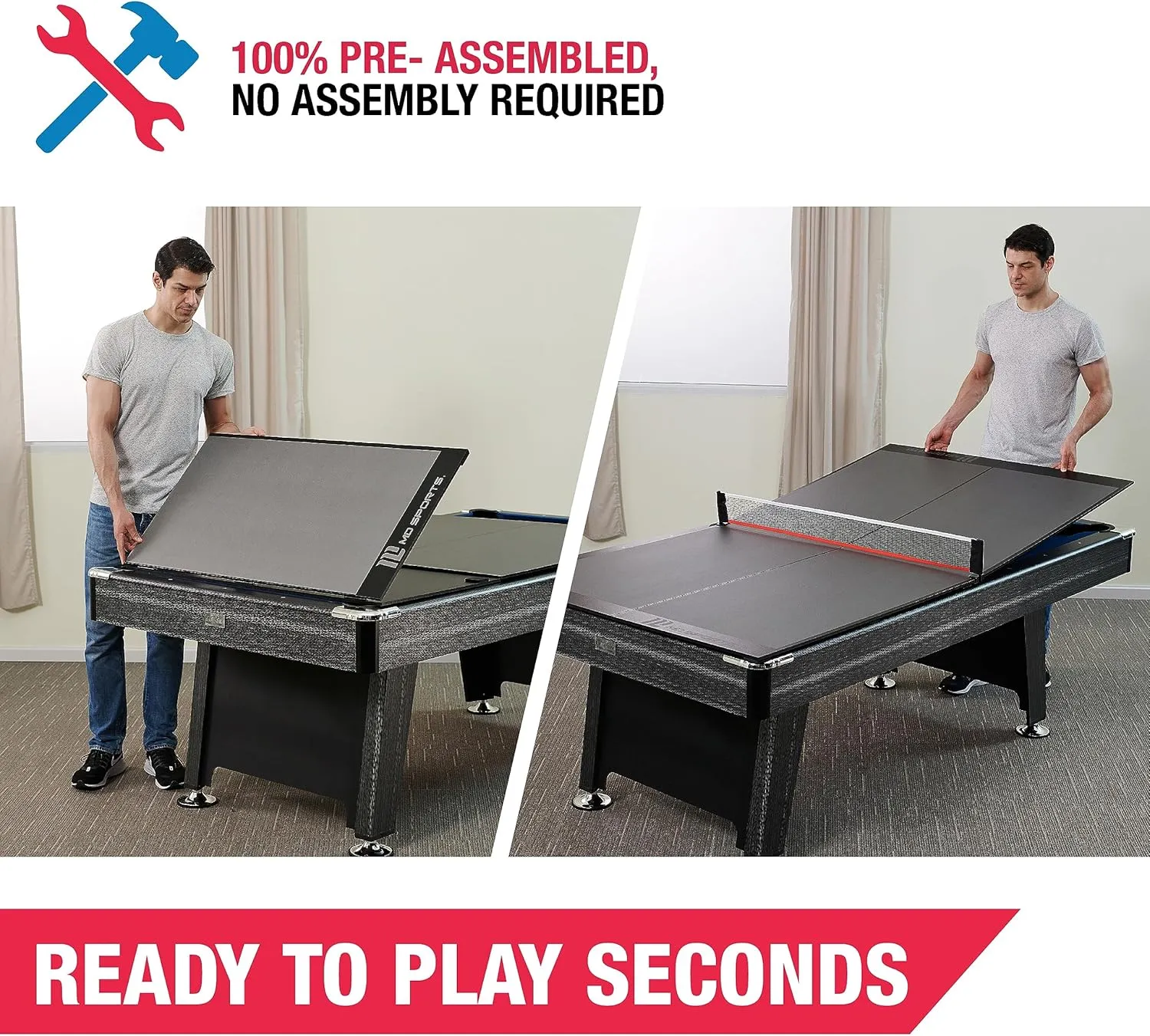 MD Sports Table Tennis Tables Multiple Styles Ping Pong Tables, Foldable for Easy Storage with Nets Included, Perfect for Family Game Rooms
