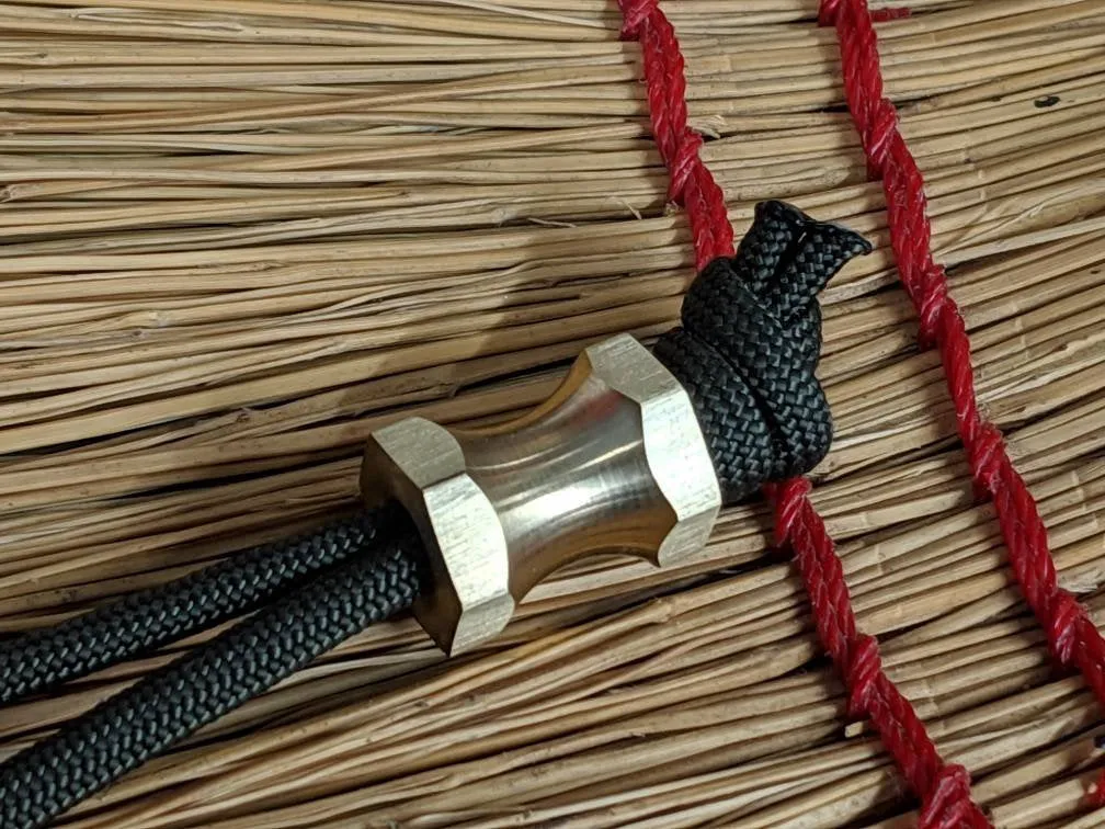 Medium Hex Spool Brass Lanyard Bead and a Free Paracord Lanyard