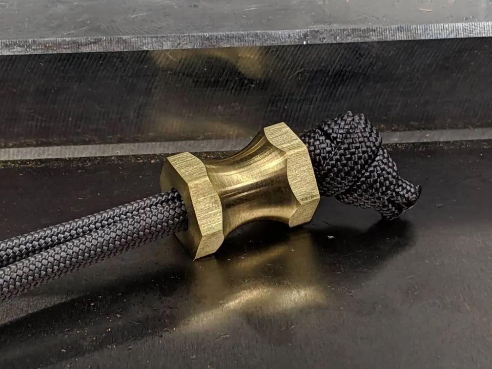 Medium Hex Spool Brass Lanyard Bead and a Free Paracord Lanyard