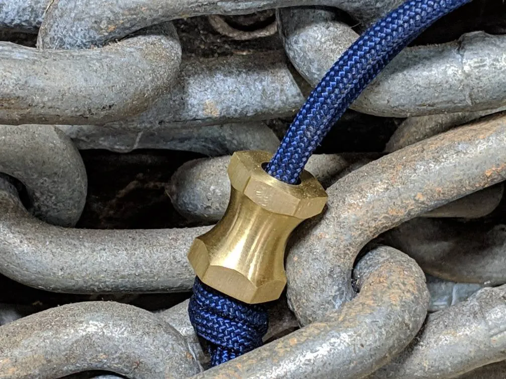 Medium Hex Spool Brass Lanyard Bead and a Free Paracord Lanyard