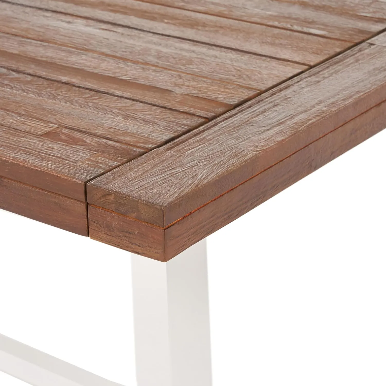 Merax Outdoor Dining Table for 8 Person, Rectangle Weather Resistant Patio Furniture for Yard, Garden, and Lounge, Dark Brown White