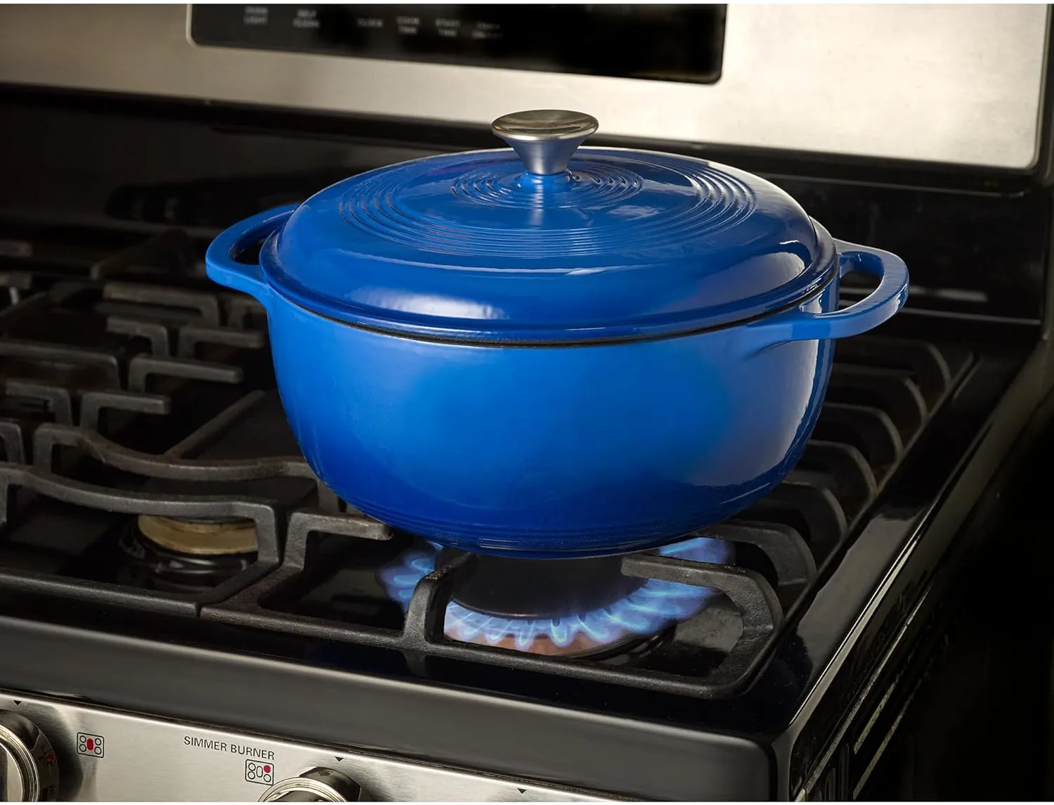 Mercer Culinary Enameled Cast Iron Round Dutch Oven, 6 qt., Navy Blue