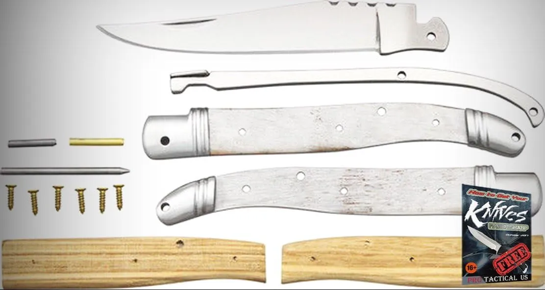 MI159 Limited Elite Knifemaking Kit (Makes 4.625" Folding Limited Elite Knife 4" Blade w/ Wood Handle)   free eBook by ProTactical'US