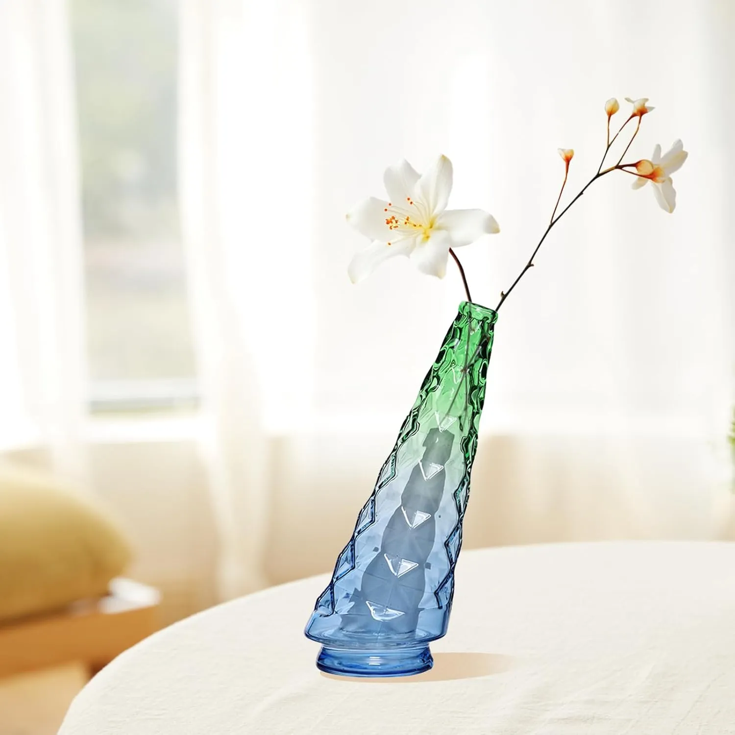 Mini Gradient Crystal Vase, Pro Replacement Top for Table Decoration, Clear Bud Vases in Bulk for Flower (Purple)