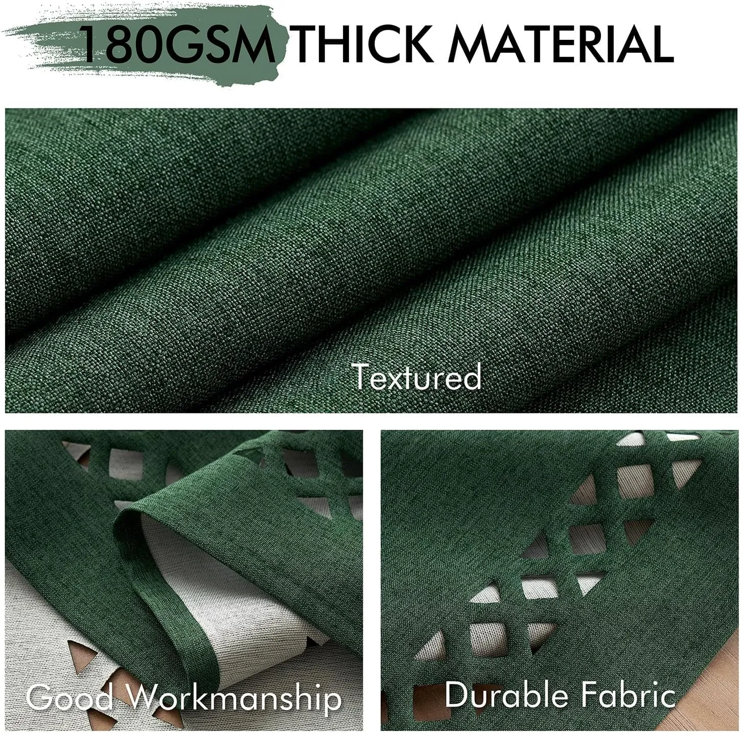 MIULEE Hunter Green Thick Polyester Linen Rectangle Tablecloth Decorative Cutouts Waterproof Stain and Wrinkle Resistant Table Cloth Christmas Holiday Table Cover for Dining Kitchen, 52 x 70 inch