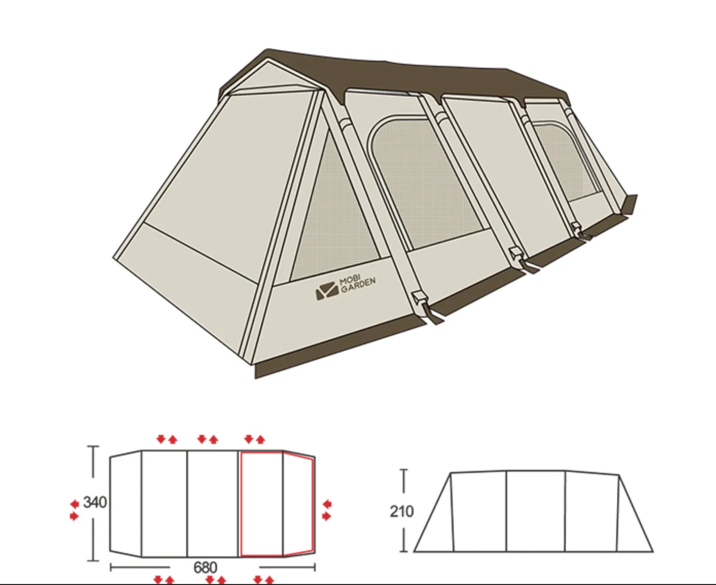 Mobi LS and Effortless with 4 Tent Tent Experience Connected Spacious for Garden Tunnel Inner Instant access Camping