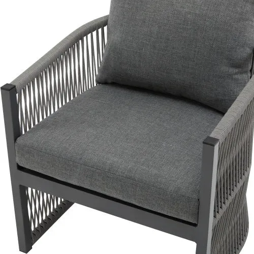 Modern Gray Curved Aluminum Lounge Chair With Stylish Rope-Weave