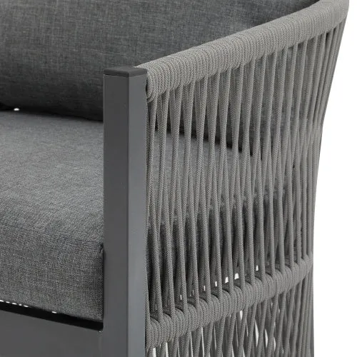 Modern Gray Curved Aluminum Lounge Chair With Stylish Rope-Weave