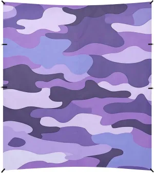 Modern Purple Camouflage Decor Beach Cabana UPF50  Protection Waterproof Sun Shade with Sturdy Poles, Sandbags and Shovel for Camping Trips, Fishing, Backyard Fun or Picnics