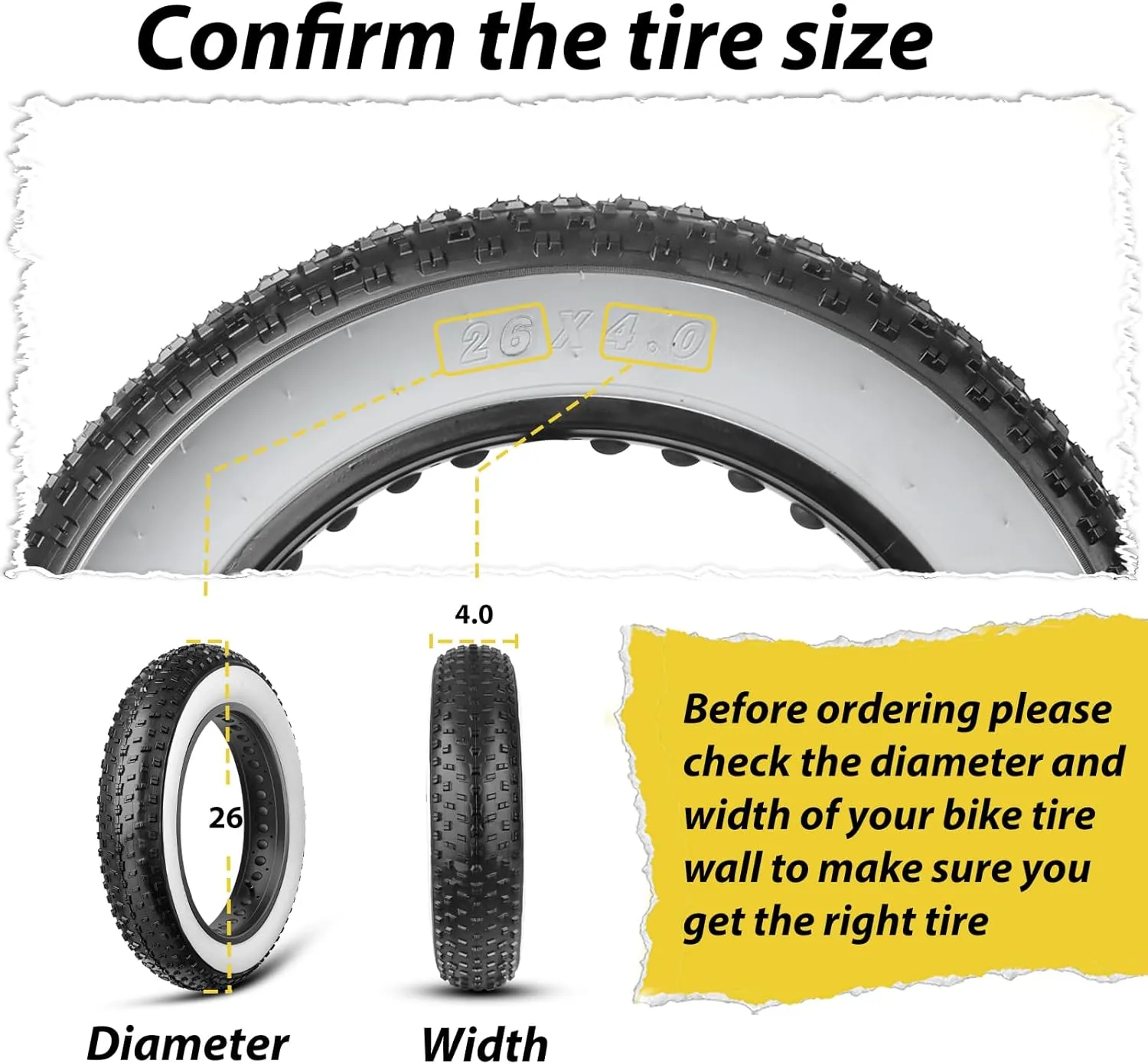 MOHEGIA Fat Bike Tire: 20x4.0/26x4.0 inch Fat Tire,High-Performance and All-Terrain Folding Replacement MTB Bicycle Tire with Street or Trail Riding