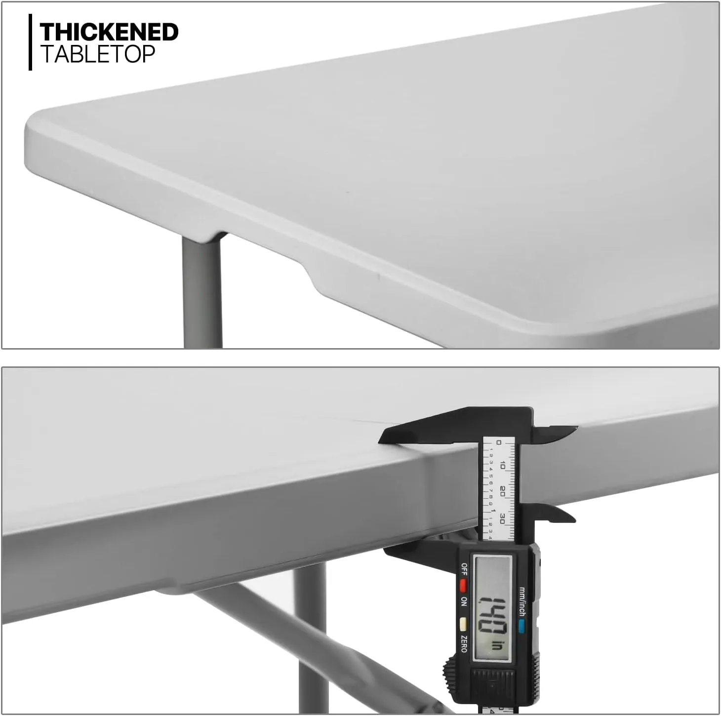 MoNiBloom 6Ft Folding Table, Heavy Duty Portable Plastic Dining Tables Fold in Half Indoor Outdoor Desk w/Handle, Lock for Camping Picnic Party, Gray