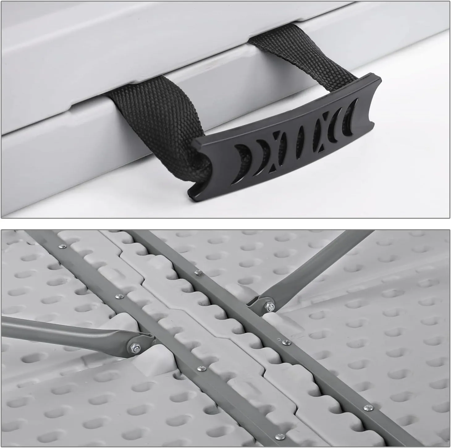 MoNiBloom 6Ft Folding Table, Heavy Duty Portable Plastic Dining Tables Fold in Half Indoor Outdoor Desk w/Handle, Lock for Camping Picnic Party, Gray