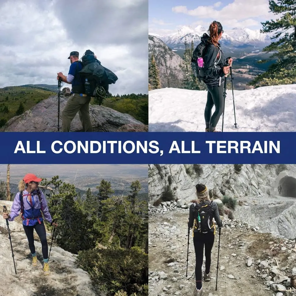 Montem Ultra Light 100% Carbon Fiber Trekking, Walking, and Hiking Poles - One Pair (2 Poles) - Ultra Light, Quick Locking, Foldable, Weather-Resistant and Ultra Durable