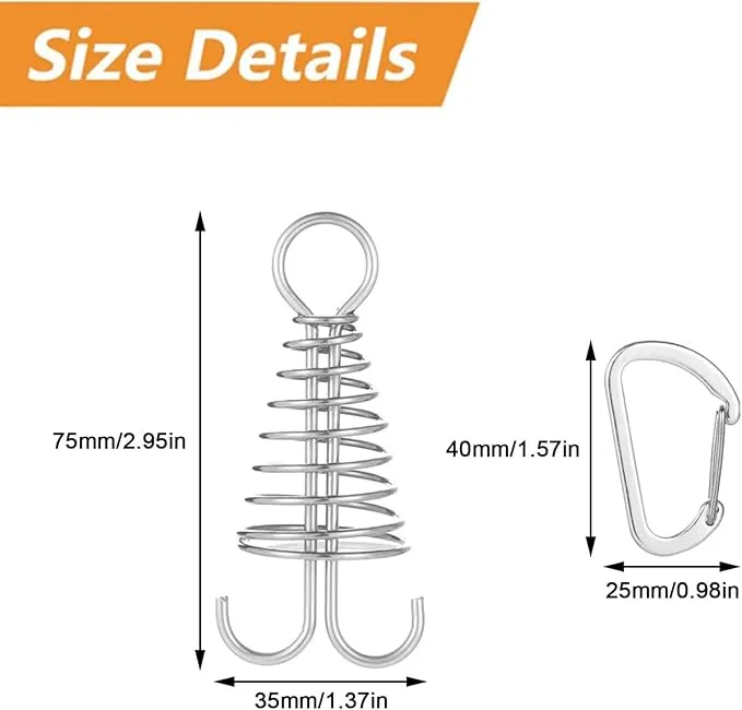 Morobor Deck Anchor Pegs, 10pcs Windproof Aluminium Alloy Fish Bone Tent Stakes with Spring Buckle Portable Wind Rope Anchor for Outdoor Camping