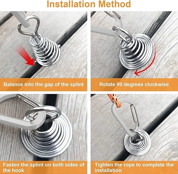 Morobor Deck Anchor Pegs, 10pcs Windproof Aluminium Alloy Fish Bone Tent Stakes with Spring Buckle Portable Wind Rope Anchor for Outdoor Camping