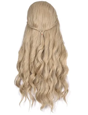 morvally Long Blonde Wavy Synthetic Hair Wigs for Women Halloween Cosplay Costume Wig