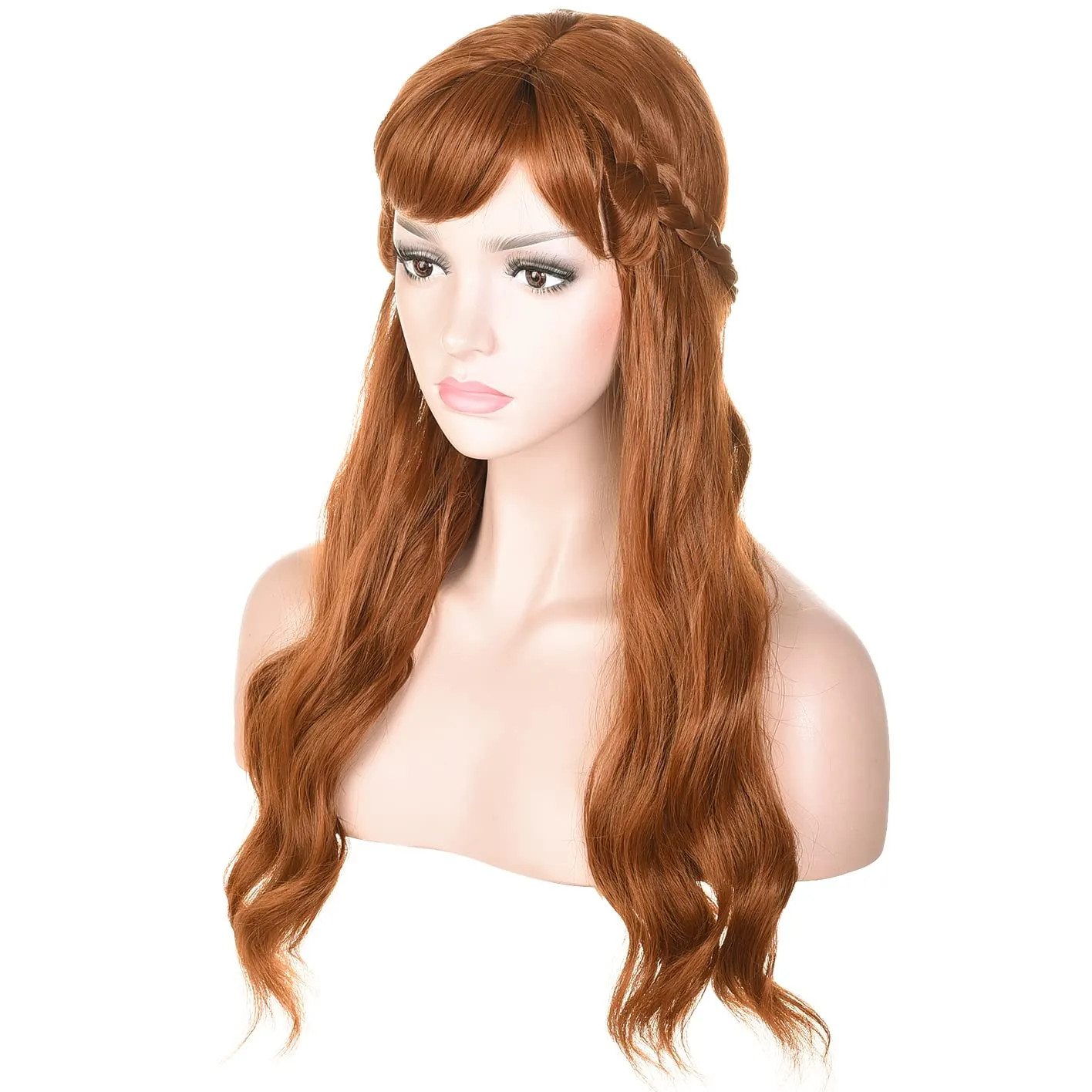 morvally Long Wavy Brown Natural Synthetic Hair Braided Wigs for Women Halloween, Cosplay, Costume, Party