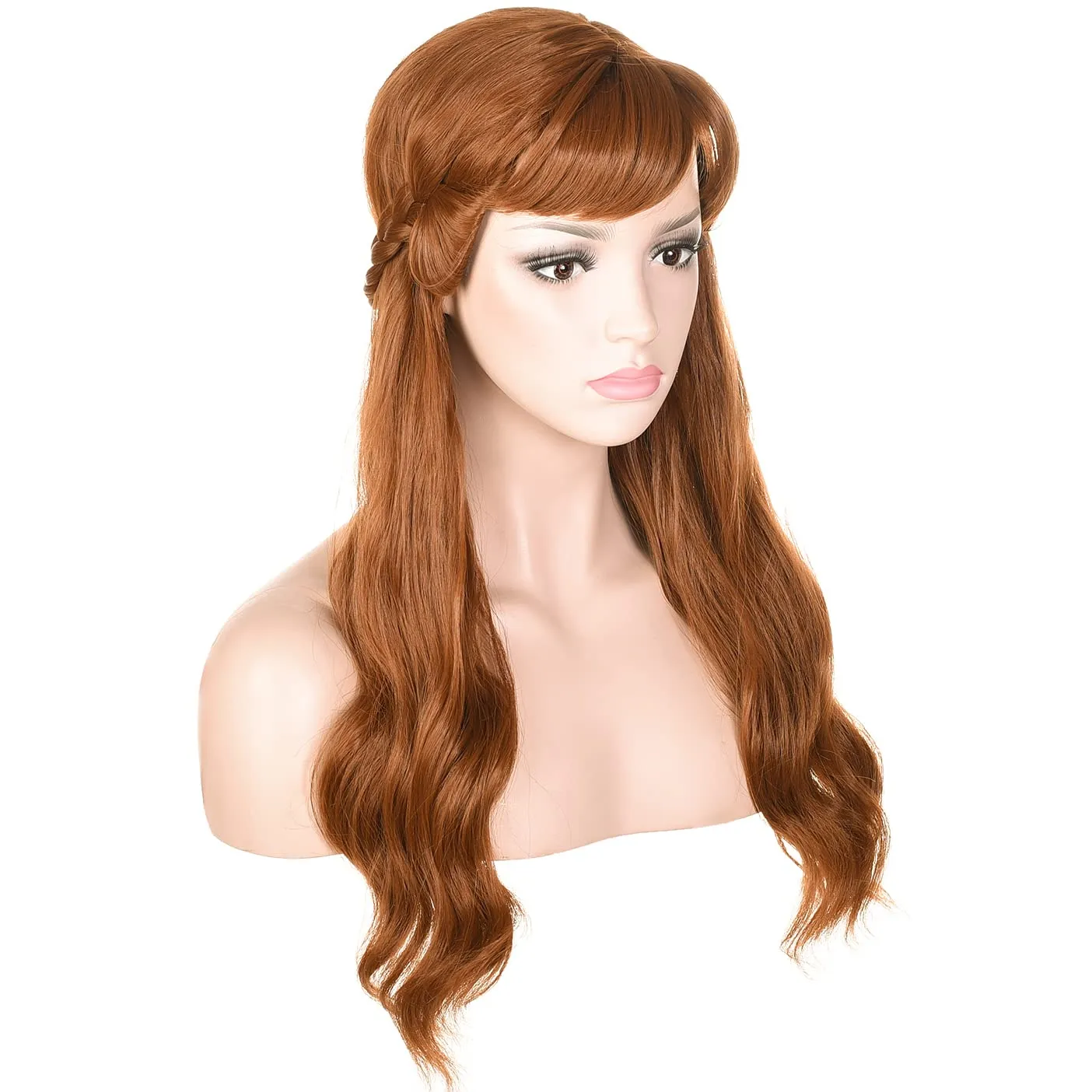 morvally Long Wavy Brown Natural Synthetic Hair Braided Wigs for Women Halloween, Cosplay, Costume, Party