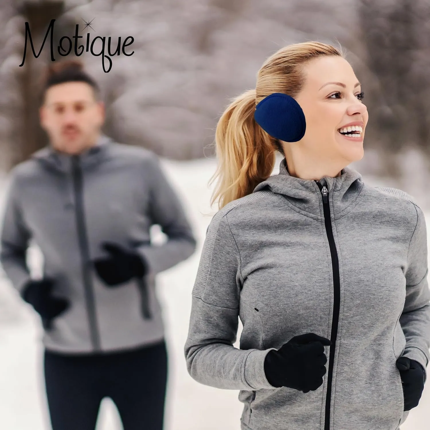 Motique Accessories Adjustable Ear Warmers Men Women Solid Polar Fleece Folding Winter Earmuff