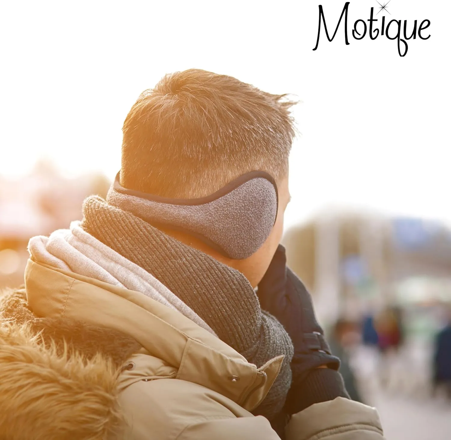 Motique Accessories Adjustable Ear Warmers Men Women Solid Polar Fleece Folding Winter Earmuff