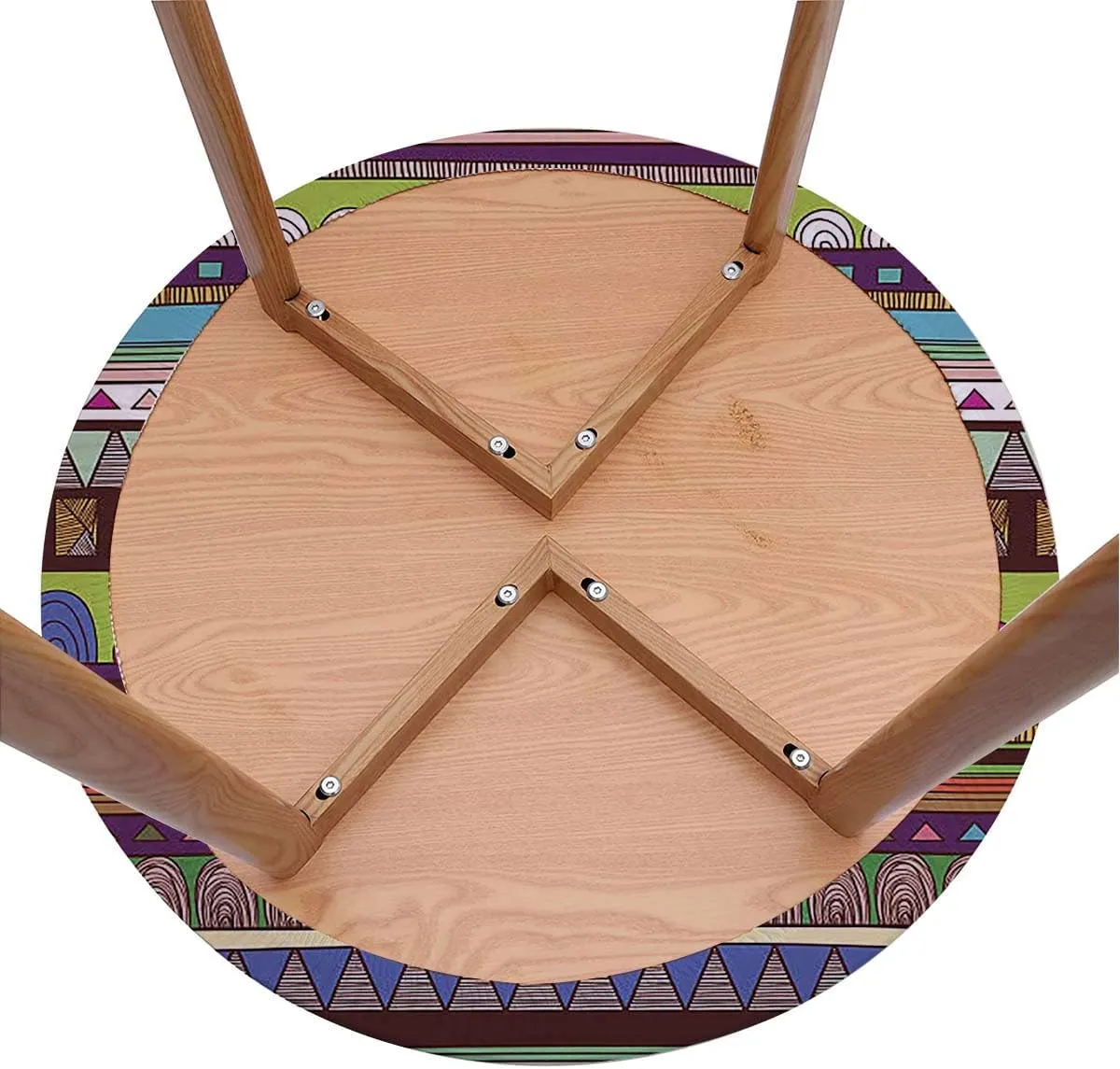 Multi Seamless Table Cloth for Round Tables Heart Figures Circles Spirals and Flowers Round Fitted Table Cover with Elastic Edges Colorful Fit for 36"-39" Table