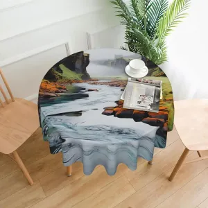 Multicolor Nature Valley Rivers Print Tablecloth Spill-Proof Water Table Cloth Decorative Fabric Table Cover for Home Kitchen Indoor and Outdoor Dining Table 60 Inch
