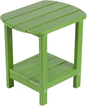 Nalone Adirondack Side Table, 16.5" Outdoor End Table, HDPE Plastic, Small for Patio (Lime)
