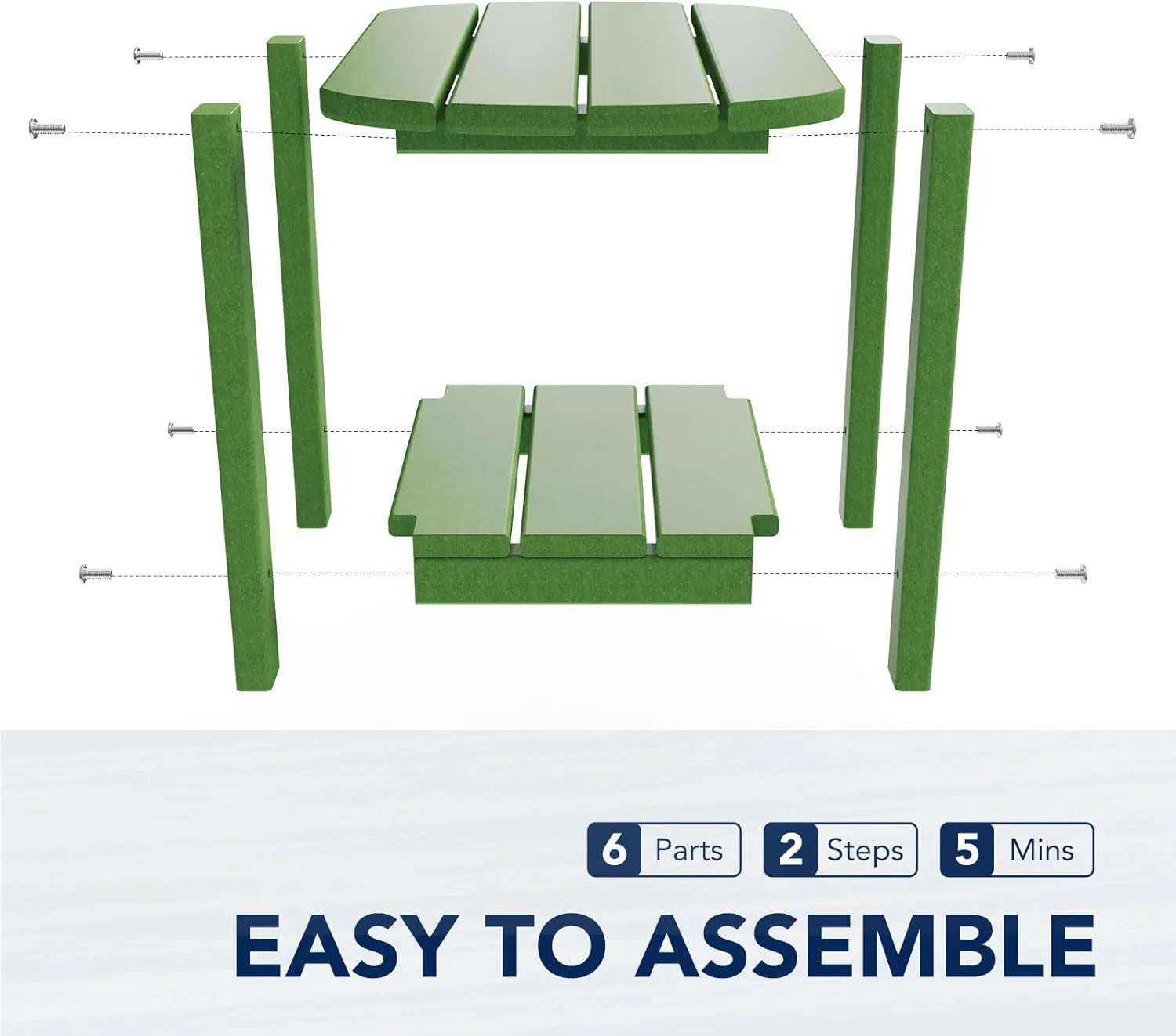 Nalone Adirondack Side Table, 16.5" Outdoor End Table, HDPE Plastic, Small for Patio (Lime)