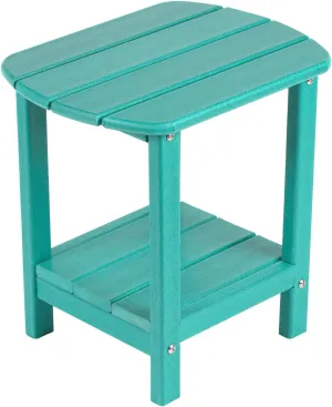nalone Adirondack Side Table 16.5" Outdoor Side Table HDPE Plastic Double Adirondack End Table Small Table for Patio (Aruba)