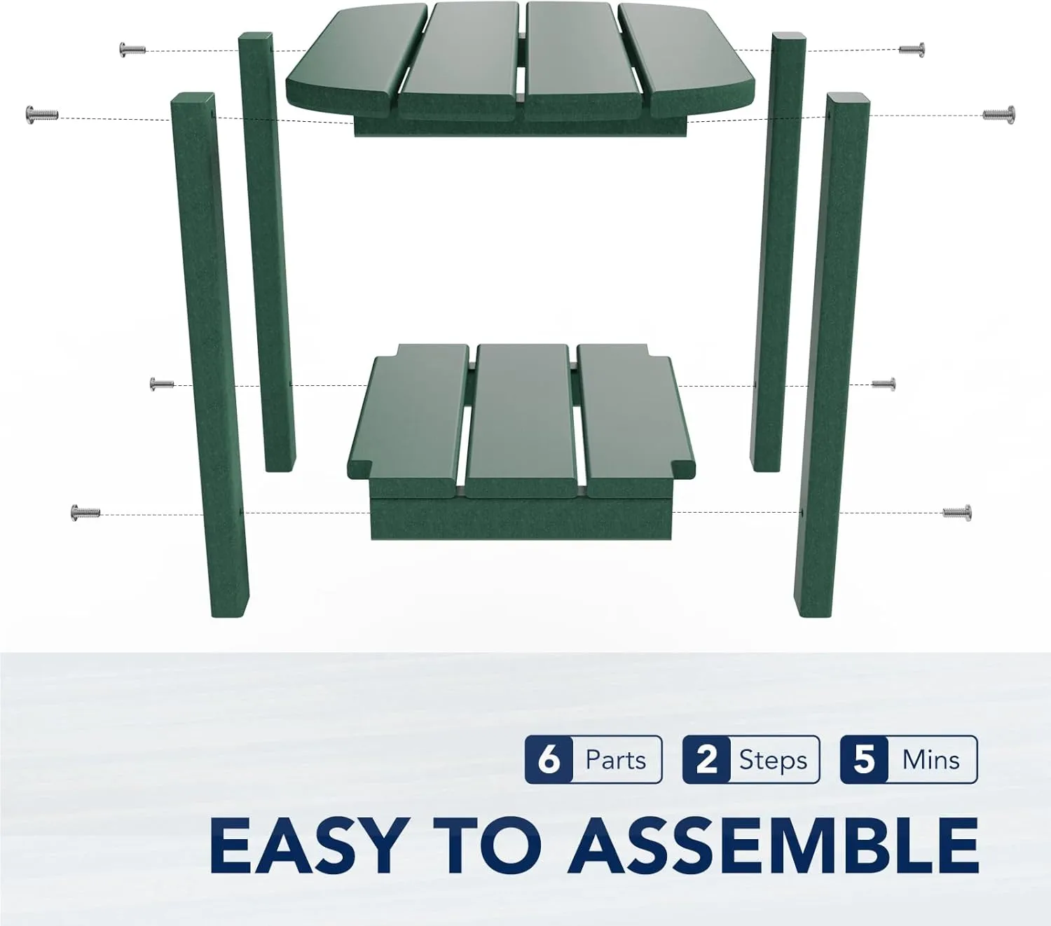 nalone Adirondack Side Table 16.5" Outdoor Side Table HDPE Plastic Double Adirondack End Table Small Table for Patio (Green)