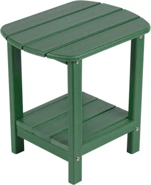 nalone Adirondack Side Table 16.5" Outdoor Side Table HDPE Plastic Double Adirondack End Table Small Table for Patio (Green)