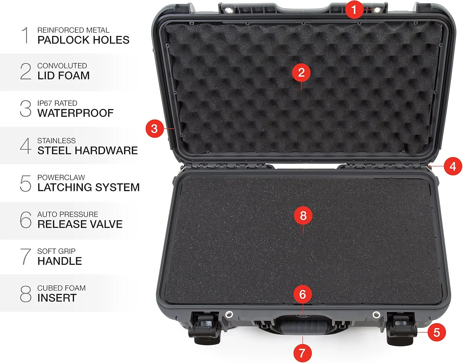 NANUK Wheeled Series 935 Lightweight NK-7 Resin Waterproof Protective Case and Foam Insert - Graphite