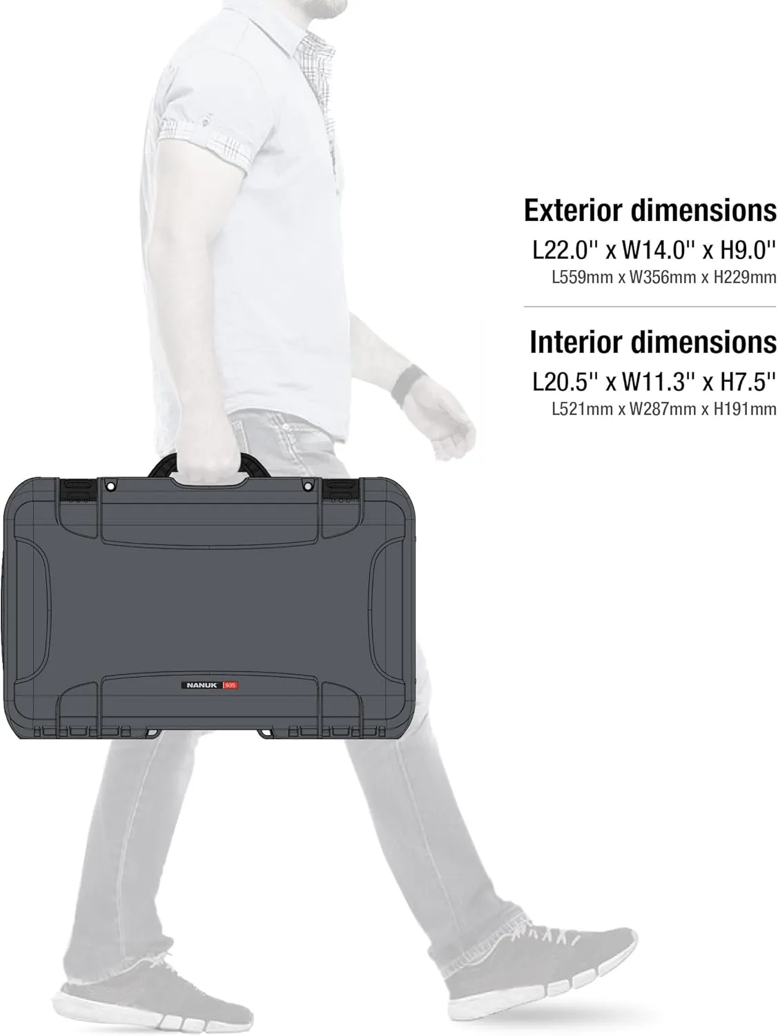 NANUK Wheeled Series 935 Lightweight NK-7 Resin Waterproof Protective Case and Foam Insert - Graphite