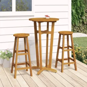 Natural Brown Solid Acacia Wood Garden Bar Table: Durable Outdoor Furniture, Side Table for Balcony, Living, Dining, Camping, Kitchen, Picnic Tables